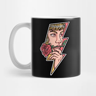 beautiful woman is biting a rose Mug